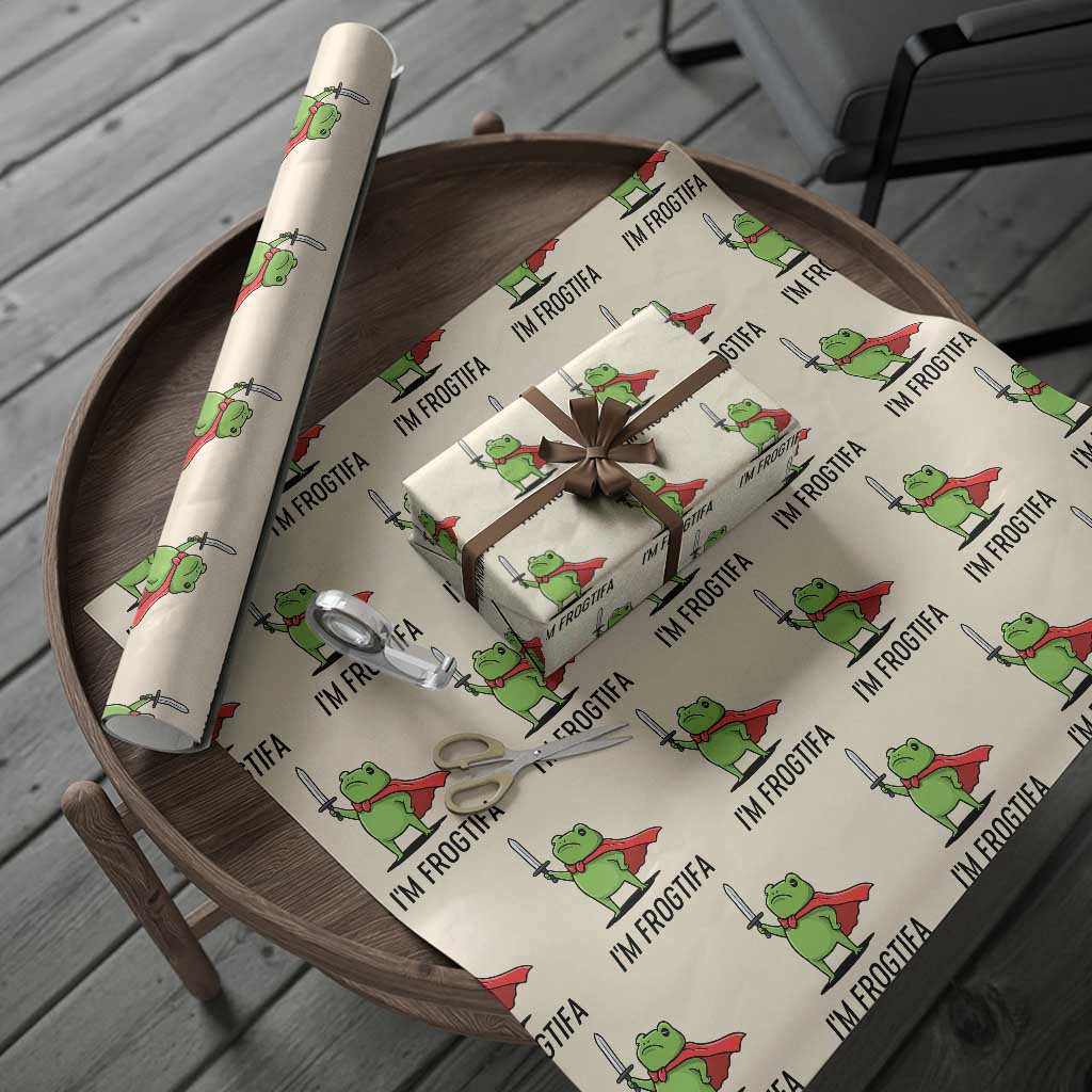 Funny Huzzah Frog Wrapping Paper Roll Im Frogtifa Knight Resist Protest - Wonder Print Shop