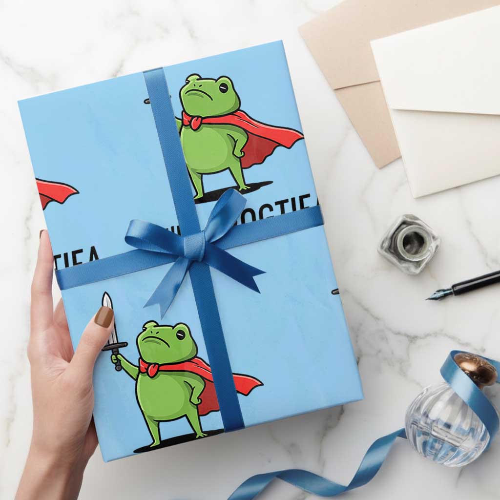 Funny Huzzah Frog Wrapping Paper Roll Im Frogtifa Knight Resist Protest - Wonder Print Shop