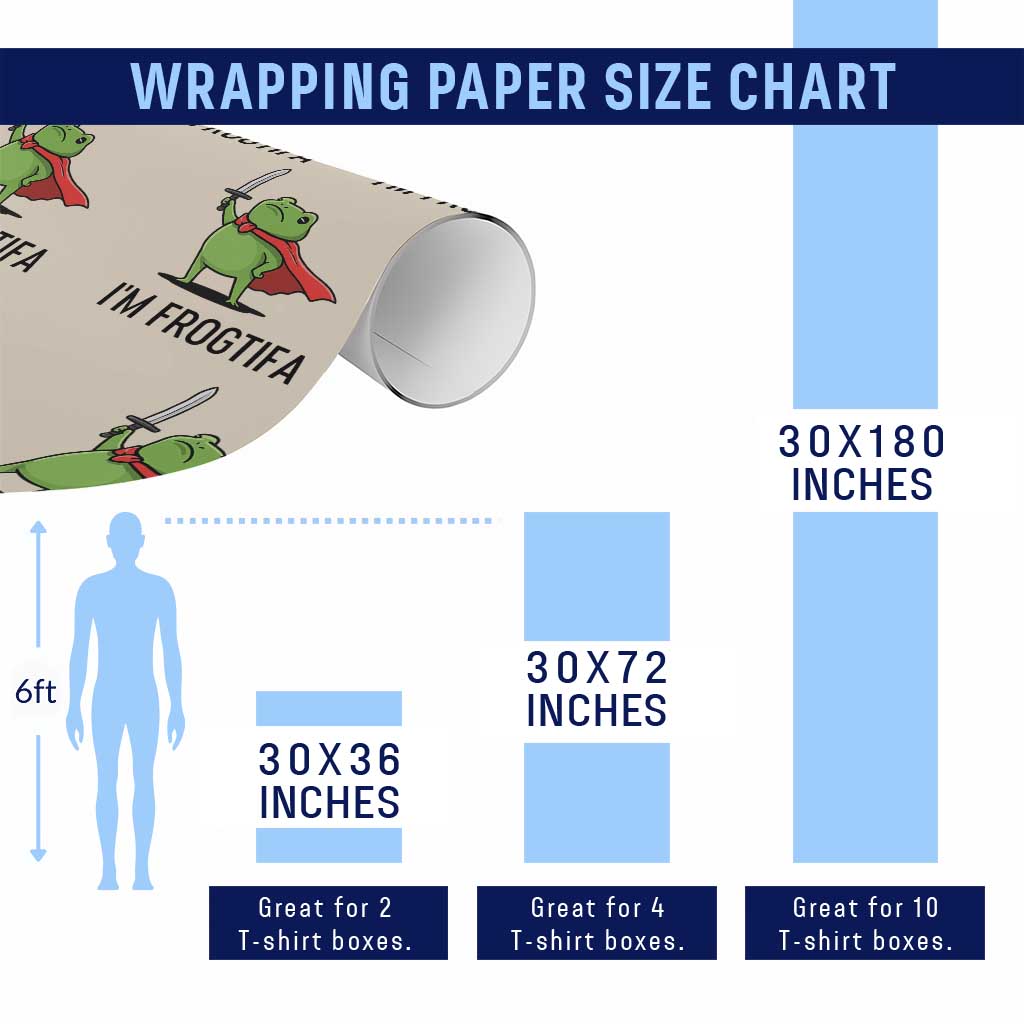 Funny Huzzah Frog Wrapping Paper Roll Im Frogtifa Knight Resist Protest - Wonder Print Shop