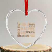 Funny I Am A Black Dad Heart Crystal Glass Ornament Black History Month Fathers Day