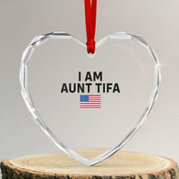 Funny I Am Aunt Tifa Heart Crystal Glass Ornament Sarcastic Political Meme American Flag - Wonder Print Shop