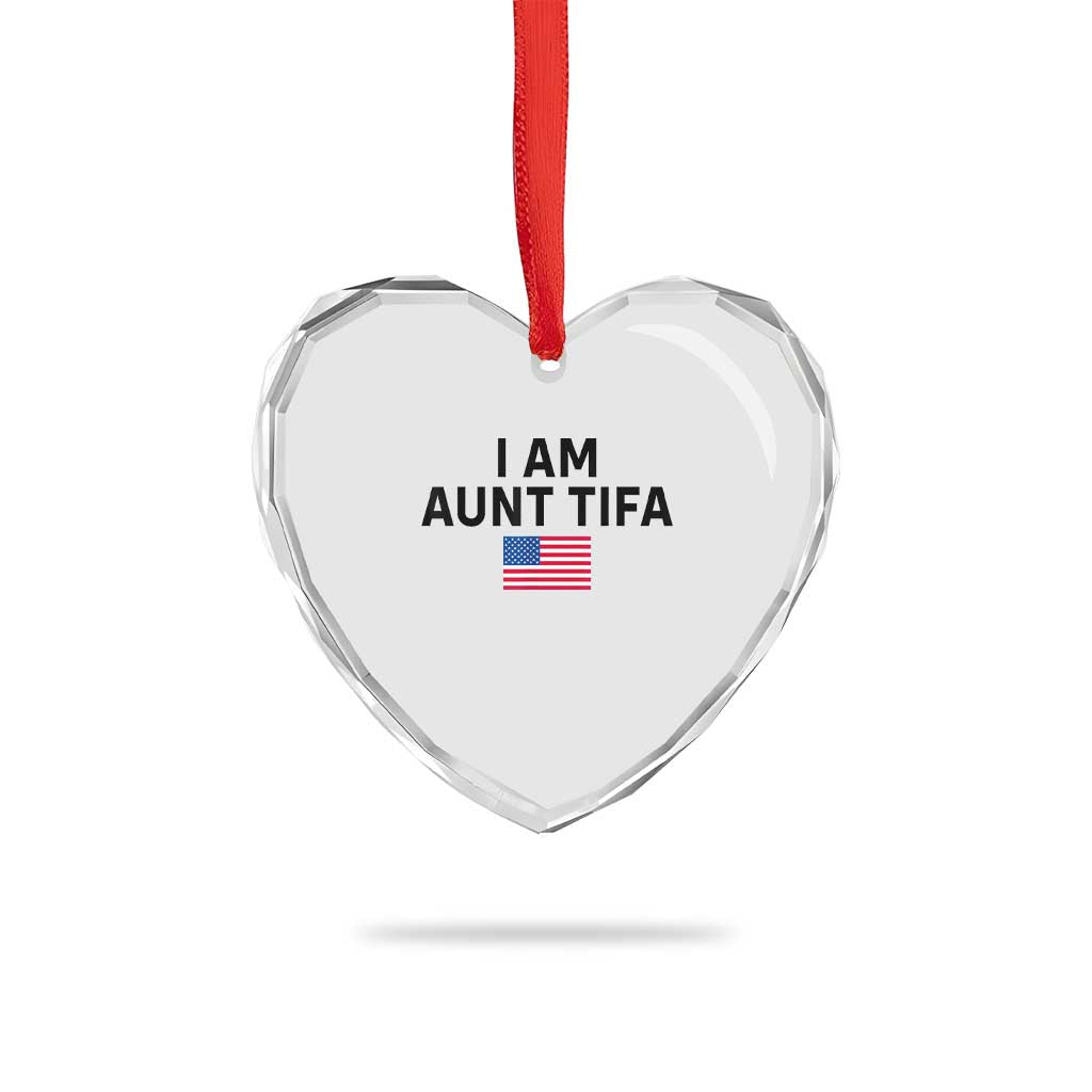 Funny I Am Aunt Tifa Heart Crystal Glass Ornament Sarcastic Political Meme American Flag - Wonder Print Shop