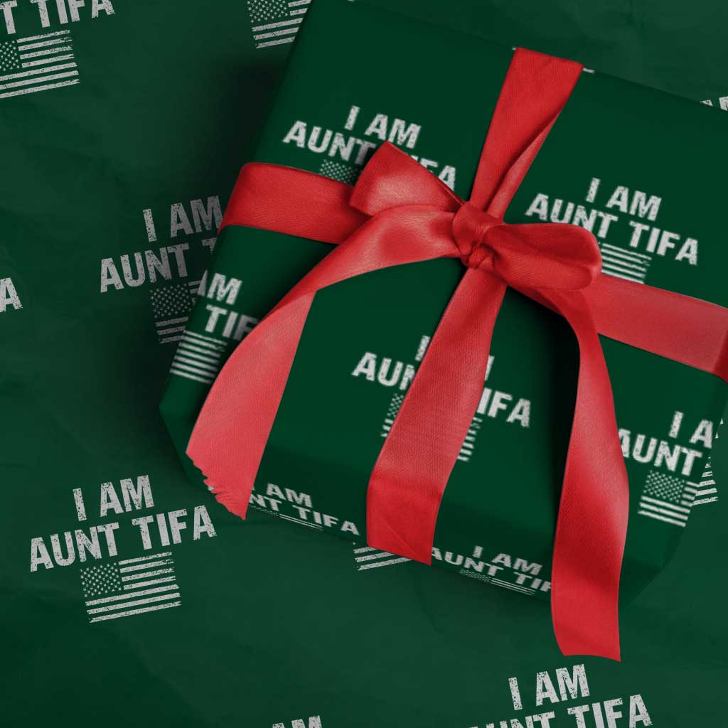 Funny I Am Aunt Tifa Wrapping Paper Roll Political Satire Vintage American Flag - Wonder Print Shop