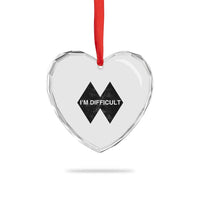 Funny I Am Difficult Double Black Diamond Ski Snowboard Heart Crystal Glass Ornament - Wonder Print Shop