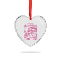 Funny I Am Not Always A Train Wreck Just Kidding Toot Toot Heart Crystal Glass Ornament Pink Train - Wonder Print Shop
