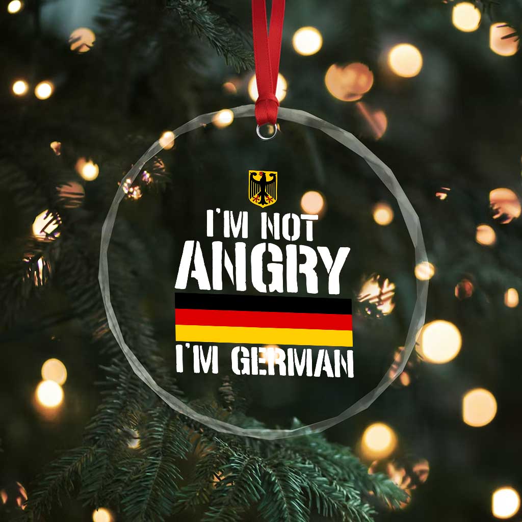 Funny I Am Not Angry I Am German Crystal Glass Ornament Germany Flag German American - Wonder Print Shop