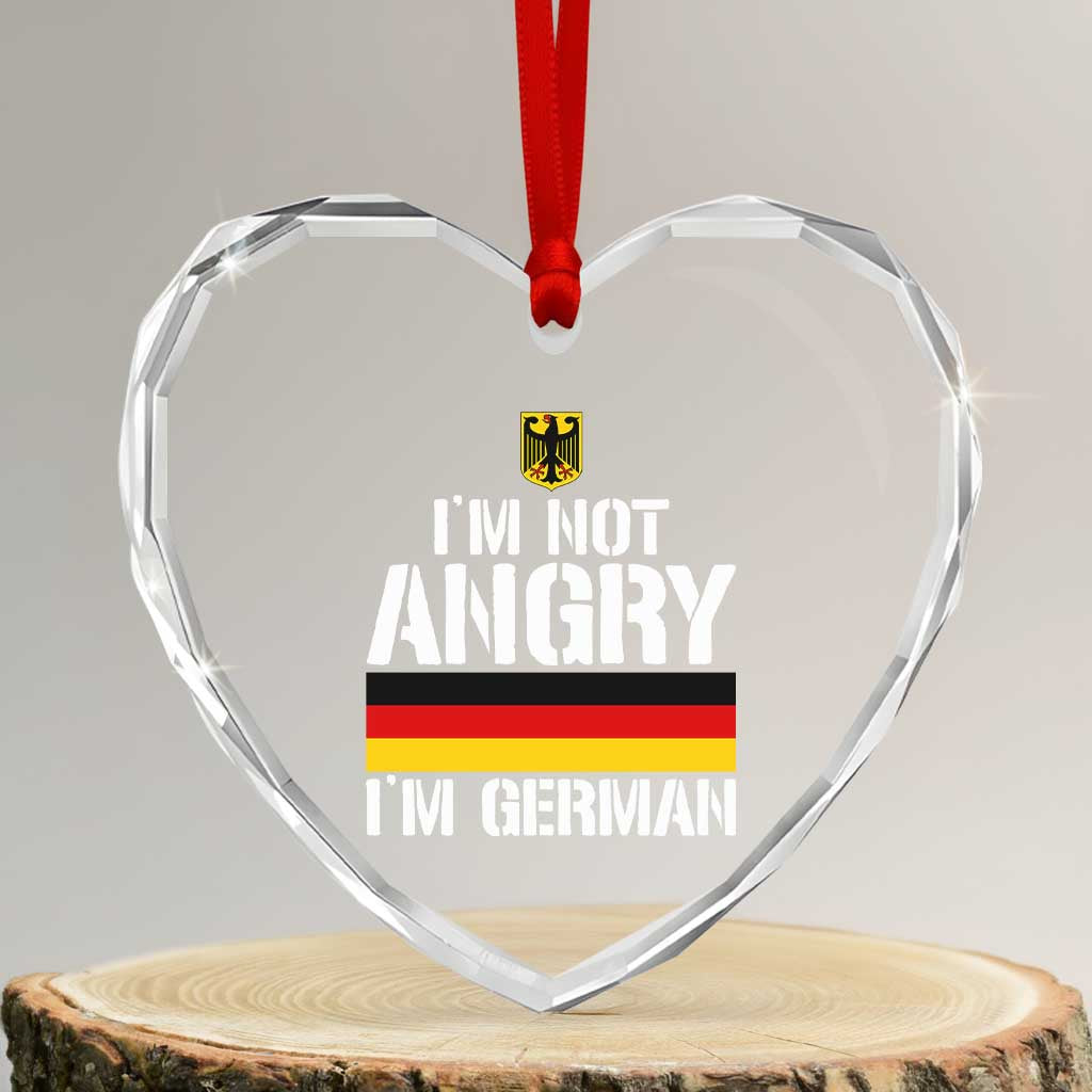 Funny I Am Not Angry I Am German Heart Crystal Glass Ornament Germany Flag German American - Wonder Print Shop