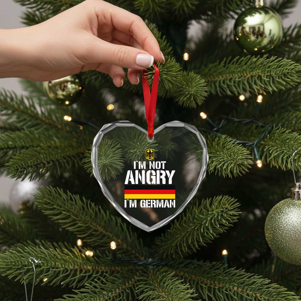 Funny I Am Not Angry I Am German Heart Crystal Glass Ornament Germany Flag German American - Wonder Print Shop