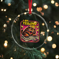 Funny I Am Yelling Carl Crystal Glass Ornament Screaming Donut Cat Meme
