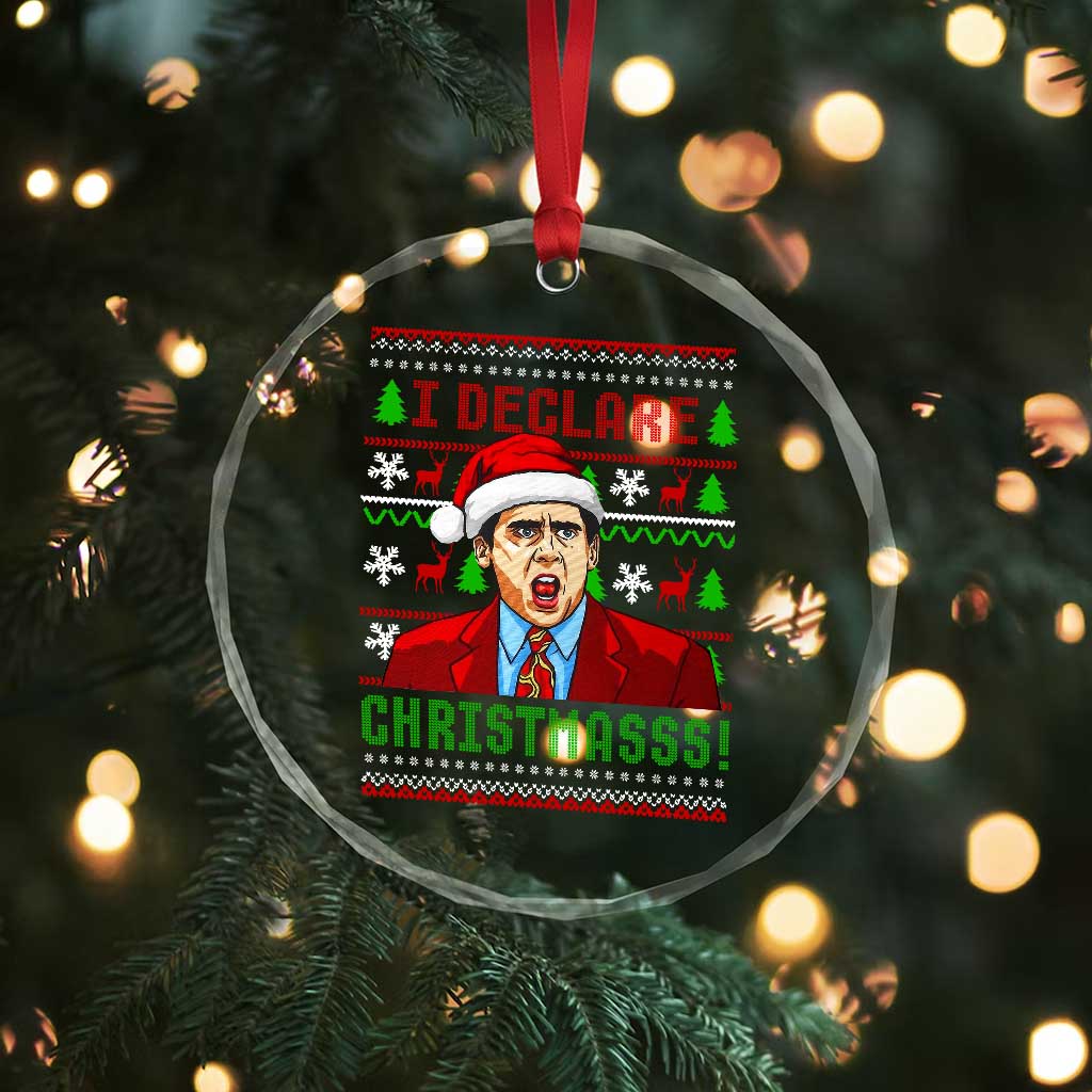 Funny I Declare Christmas Crystal Glass Ornament Funny Christmas Office Holiday Meme - Wonder Print Shop