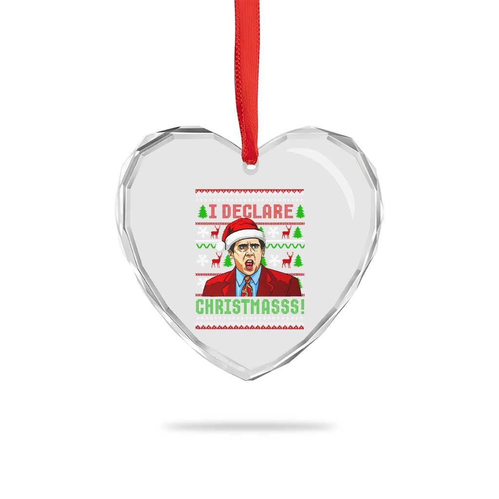 Funny I Declare Christmas Heart Crystal Glass Ornament Funny Christmas Office Holiday Meme - Wonder Print Shop