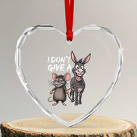 Funny I Dont Give a Rats Ass Heart Crystal Glass Ornament Donkey And Mouse Meme - Wonder Print Shop