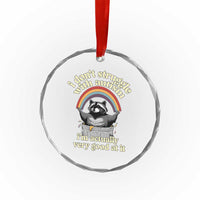 Funny I Don't Struggle With Autism I'm Actually Very Good At It Crystal Glass Ornament Autistic Racoon