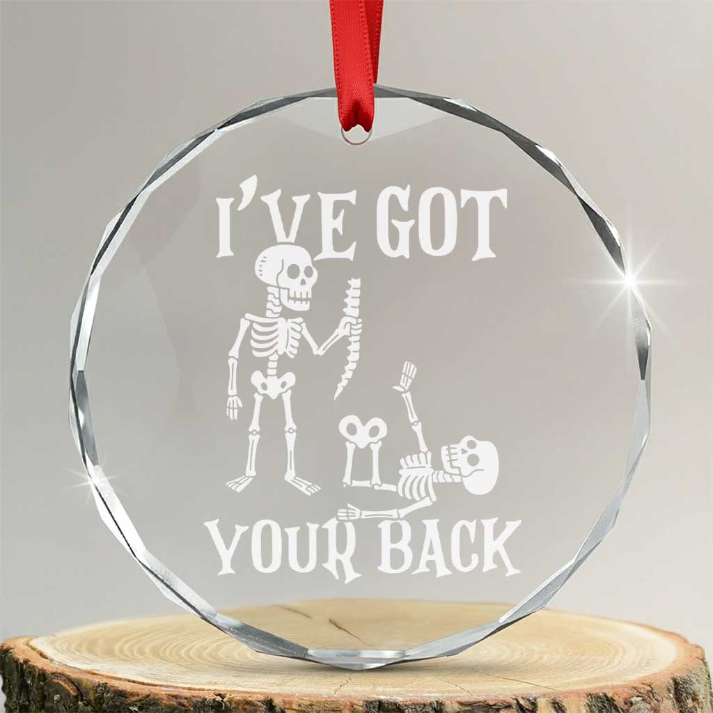 Funny I Got Your Back Crystal Glass Ornament Halloween Skeleton Skull - Wonder Print Shop