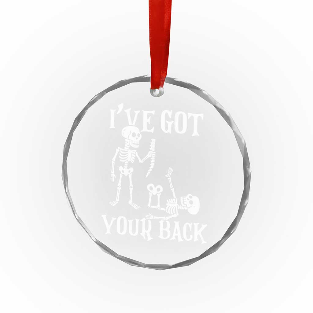 Funny I Got Your Back Crystal Glass Ornament Halloween Skeleton Skull - Wonder Print Shop