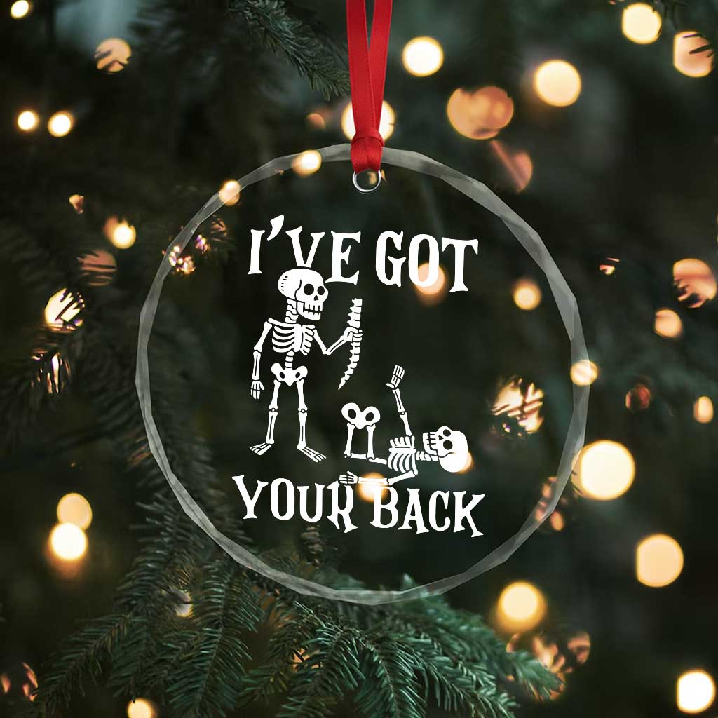 Funny I Got Your Back Crystal Glass Ornament Halloween Skeleton Skull - Wonder Print Shop