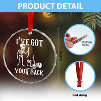 Funny I Got Your Back Crystal Glass Ornament Halloween Skeleton Skull - Wonder Print Shop