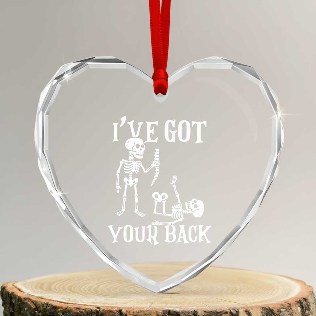 Funny I Got Your Back Heart Crystal Glass Ornament Halloween Skeleton Skull - Wonder Print Shop