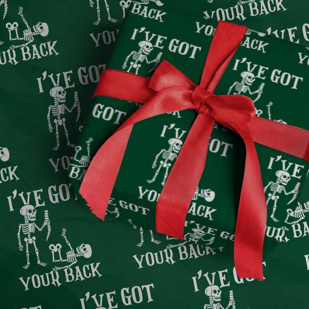 Funny I Got Your Back Wrapping Paper Roll Halloween Skeleton Skull - Wonder Print Shop