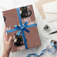 Funny I Hate Mornings Wrapping Paper Roll Cute Lazy Cat Drink Coffee - Wonder Print Shop