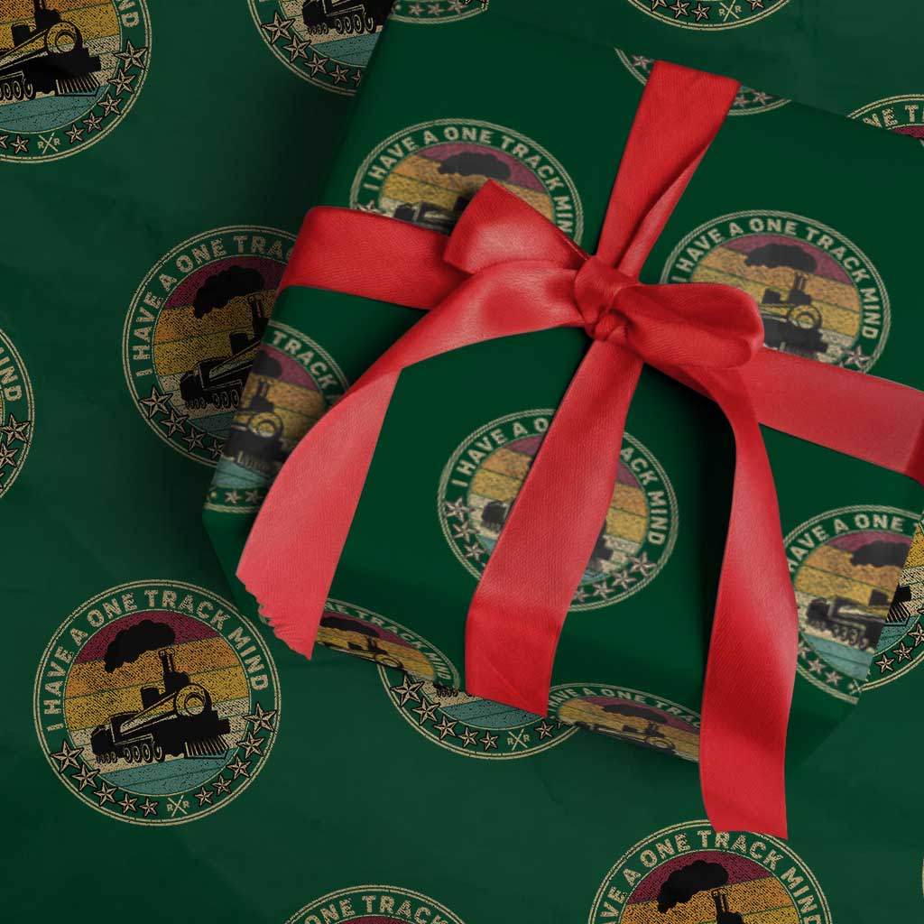 Funny I Have A One Track Mind Wrapping Paper Roll Train Railroad Retro Engine Model - Wonder Print Shop