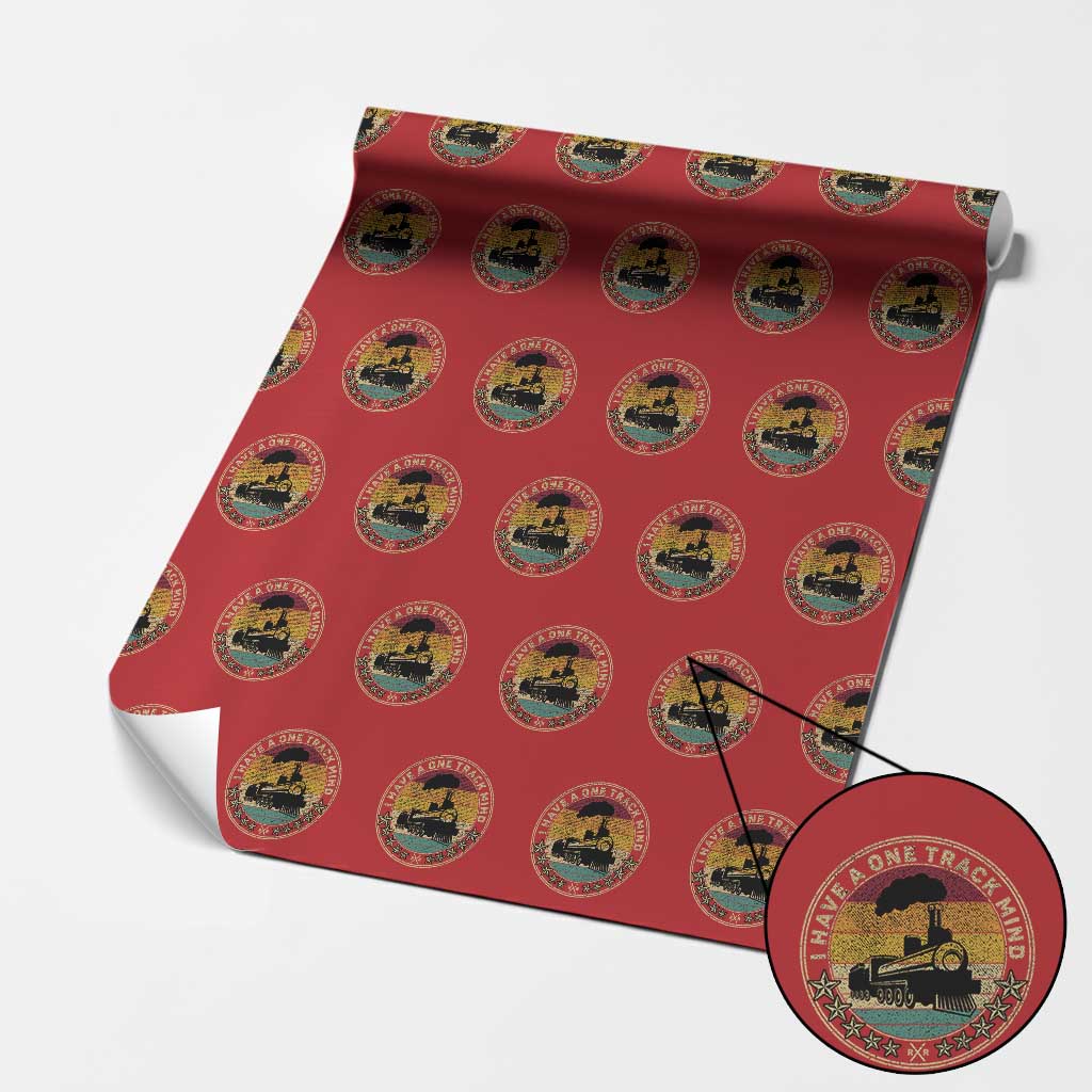 Funny I Have A One Track Mind Wrapping Paper Roll Train Railroad Retro Engine Model - Wonder Print Shop