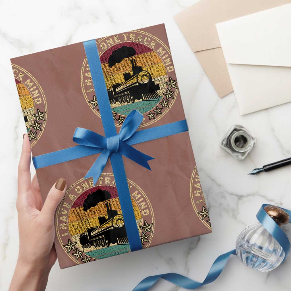 Funny I Have A One Track Mind Wrapping Paper Roll Train Railroad Retro Engine Model - Wonder Print Shop