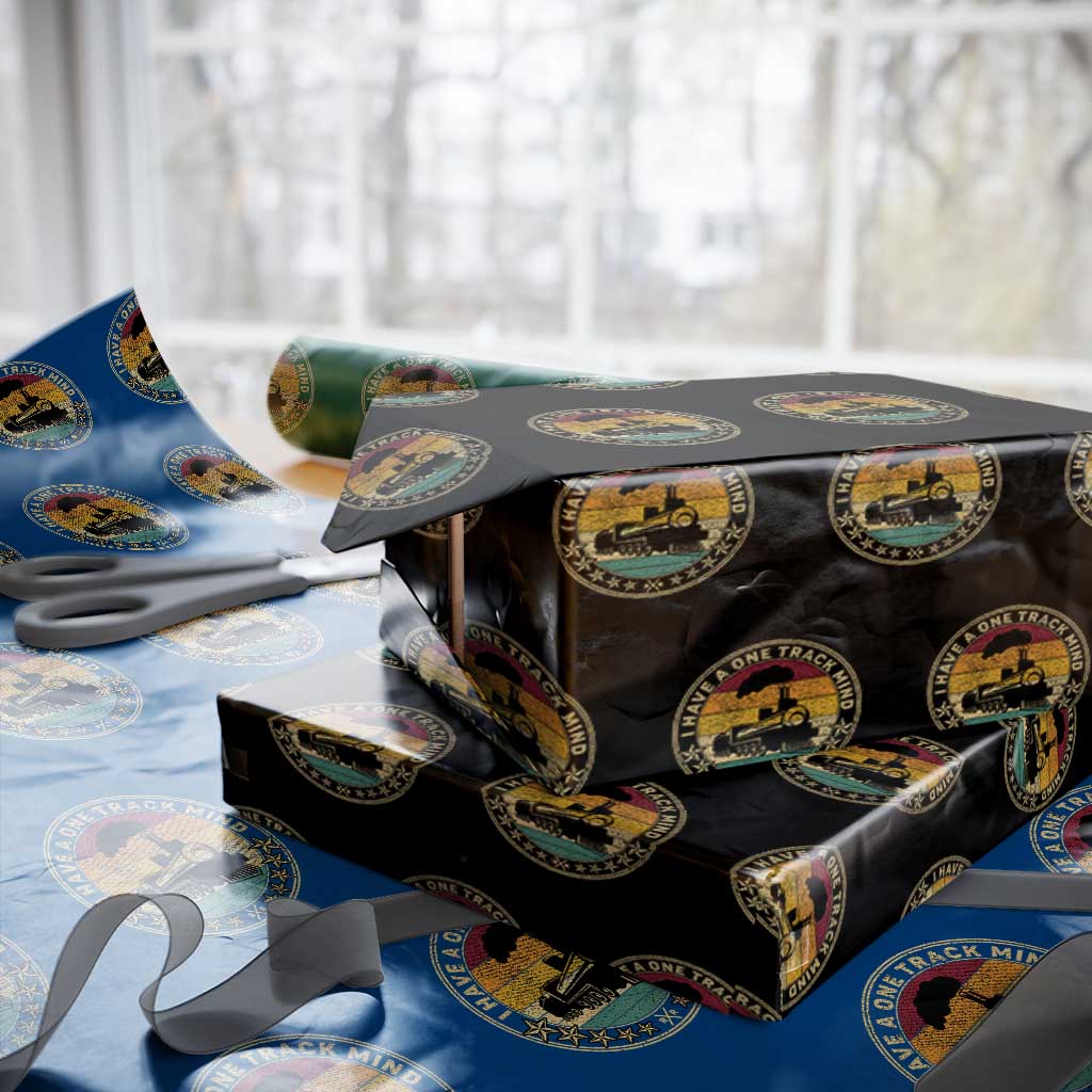 Funny I Have A One Track Mind Wrapping Paper Roll Train Railroad Retro Engine Model - Wonder Print Shop