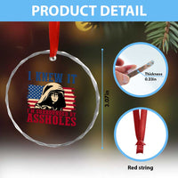 Funny I Knew It Im Surrounded by Axxholes Sci-fi Meme Crystal Glass Ornament Patriotic Space Parody USA Flag Sarcastic 1980s Movie Quote