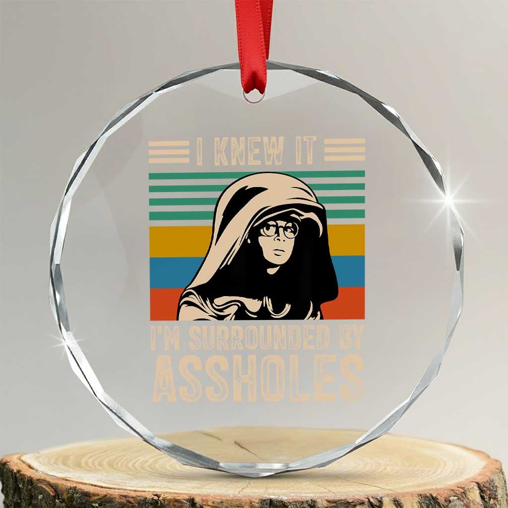 Funny I Knew It Im Surrounded by Axxholes Sci-fi Parody Crystal Glass Ornament Retro Sunset Space Vintage 1980s Movie Quote Inspo Meme