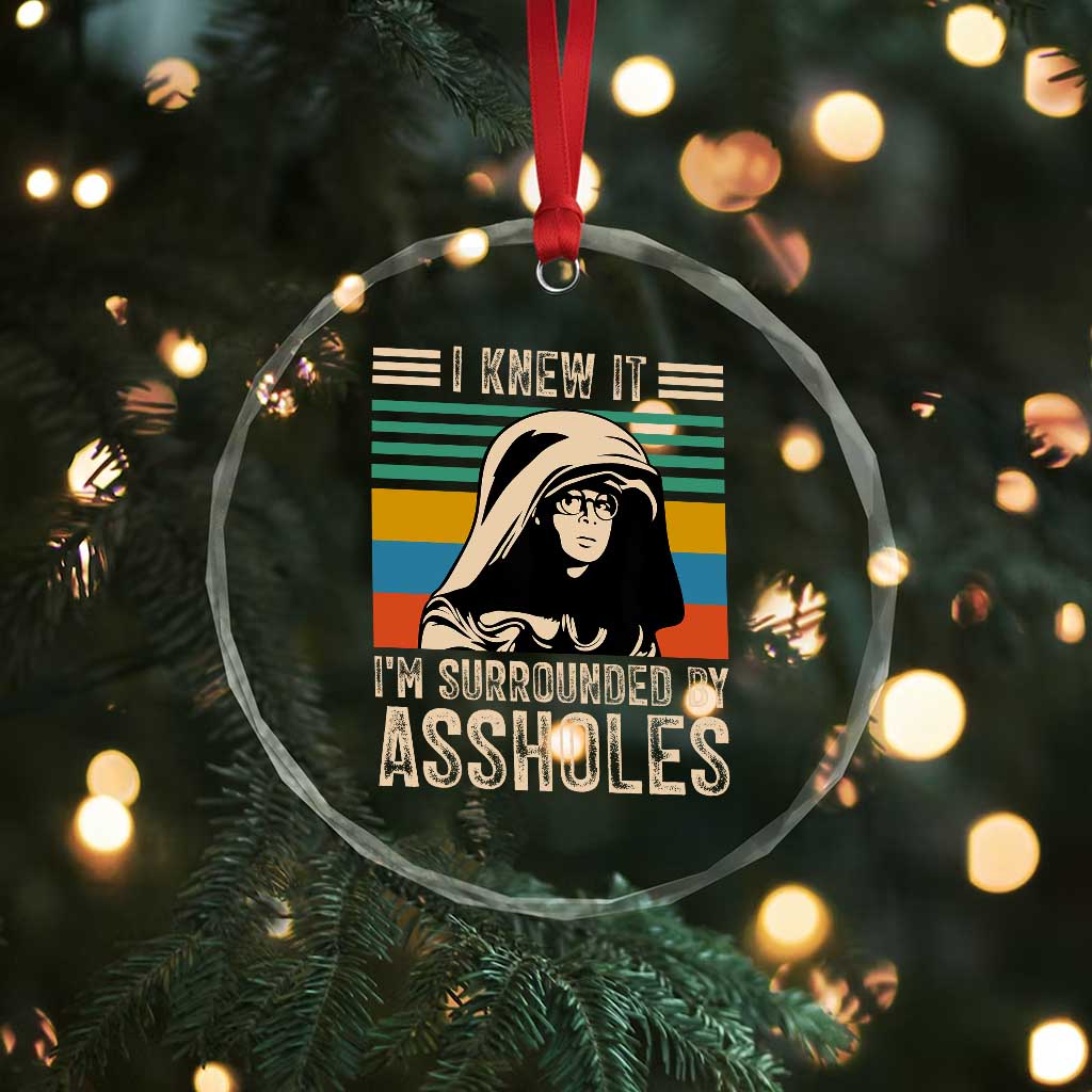 Funny I Knew It Im Surrounded by Axxholes Sci-fi Parody Crystal Glass Ornament Retro Sunset Space Vintage 1980s Movie Quote Inspo Meme