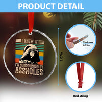 Funny I Knew It Im Surrounded by Axxholes Sci-fi Parody Crystal Glass Ornament Retro Sunset Space Vintage 1980s Movie Quote Inspo Meme