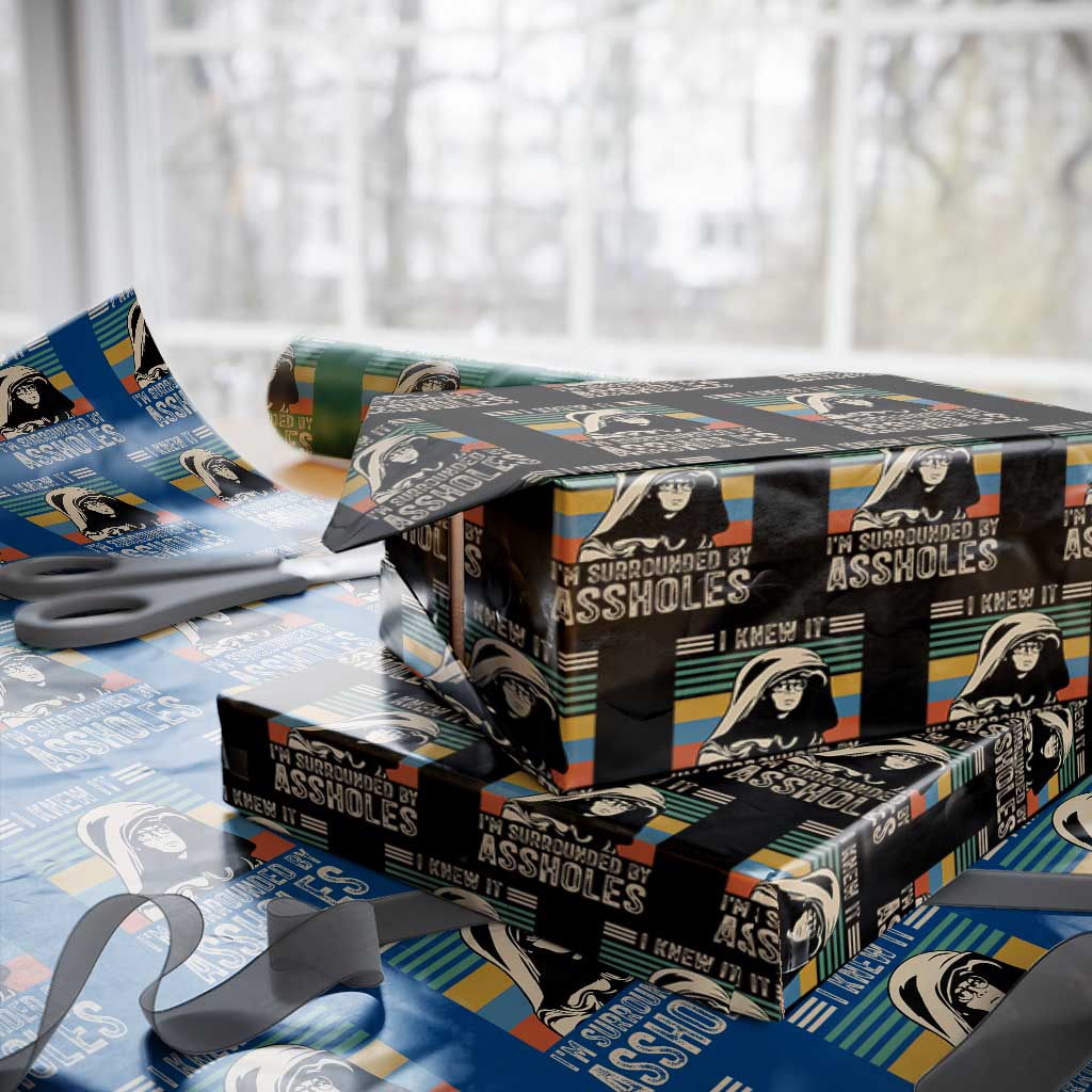 Funny I Knew It Im Surrounded by Axxholes Sci-fi Parody Wrapping Paper Roll Retro Sunset Space Vintage 1980s Movie Quote Inspo Meme