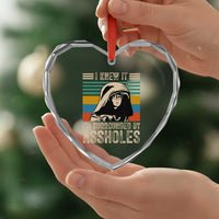 Funny I Knew It Im Surrounded by Axxholes Sci-fi Parody Heart Crystal Glass Ornament Retro Sunset Space Vintage 1980s Movie Quote Inspo Meme