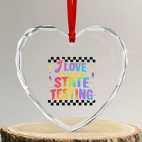 Funny I Love The Last Day Of State Testing Heart Crystal Glass Ornament Retro Rainbow Test Day Celebration Teacher Student
