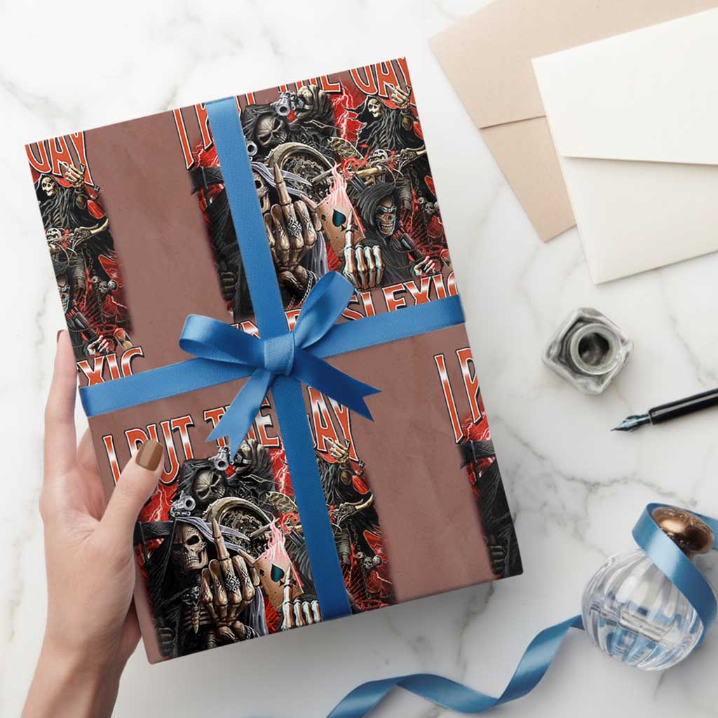 Funny I Put The Gay In Dyslexic Wrapping Paper Roll Hard Skeleton Meme Bootleg - Wonder Print Shop