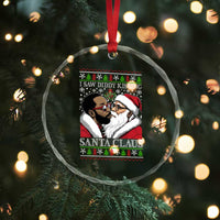Funny I Saw Diddy Kissing Santa Claus Xmas Mistletoe Crystal Glass Ornament TS11