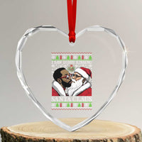 Funny I Saw Diddy Kissing Santa Claus Xmas Mistletoe Heart Crystal Glass Ornament - Wonder Print Shop