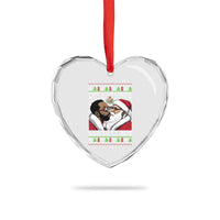 Funny I Saw Diddy Kissing Santa Claus Xmas Mistletoe Heart Crystal Glass Ornament - Wonder Print Shop