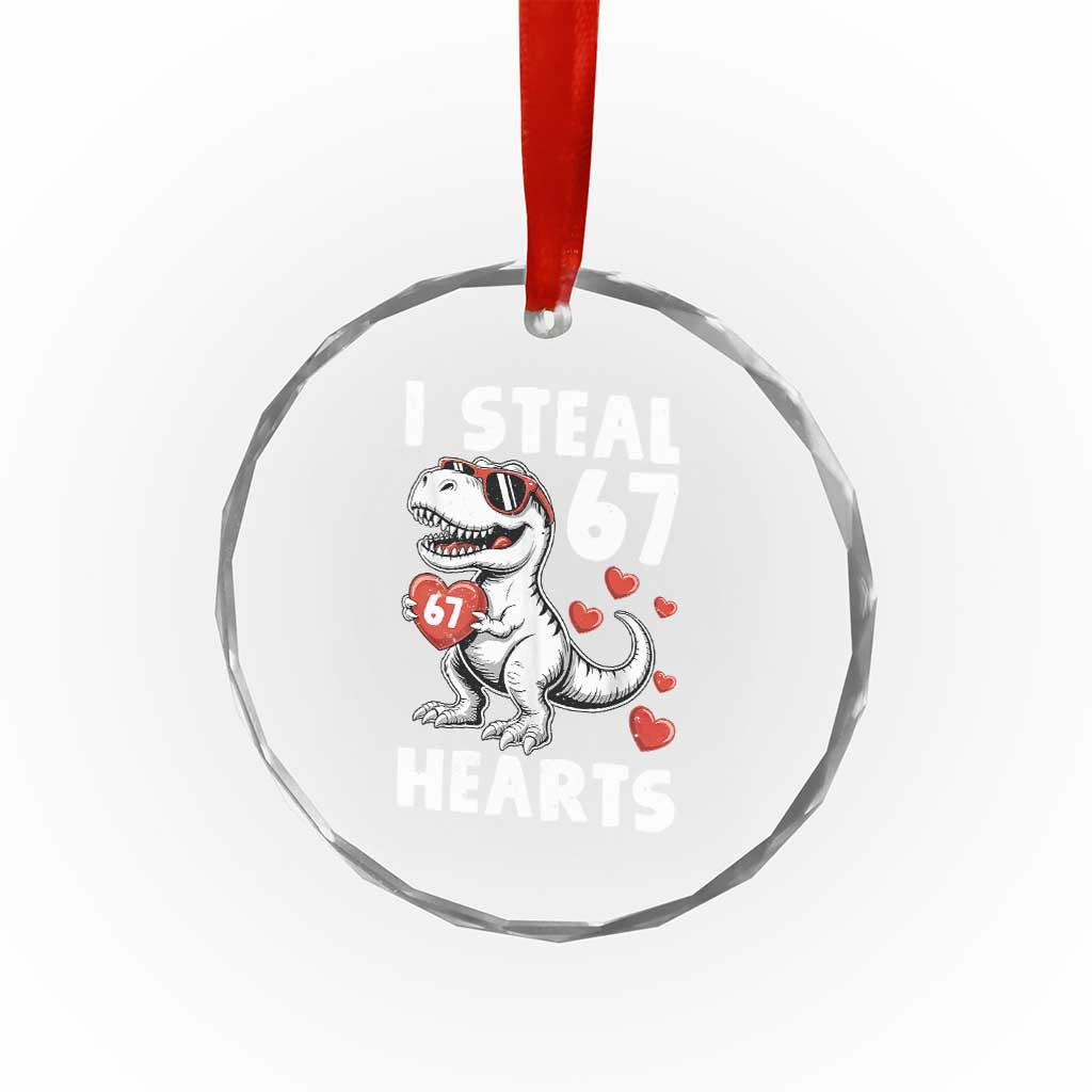 Funny I Steal 67 Hearts Valentines Day Six Seven Meme Crystal Glass Ornament