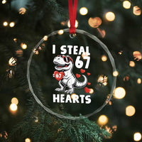Funny I Steal 67 Hearts Valentines Day Six Seven Meme Crystal Glass Ornament