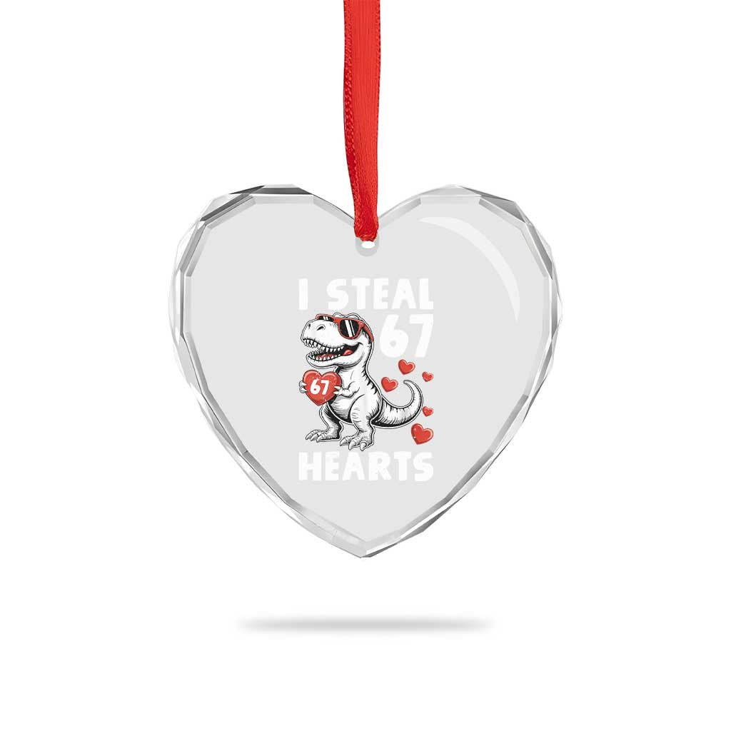 Funny I Steal 67 Hearts Valentines Day Six Seven Meme Heart Crystal Glass Ornament
