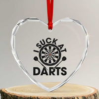 Funny I Suck At Darts Heart Crystal Glass Ornament Darts Lover Gift For Bad Players - Wonder Print Shop