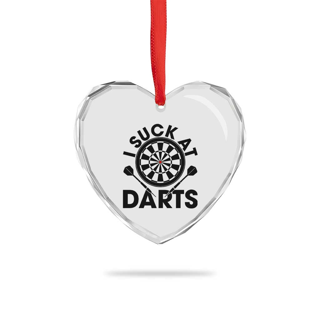 Funny I Suck At Darts Heart Crystal Glass Ornament Darts Lover Gift For Bad Players - Wonder Print Shop