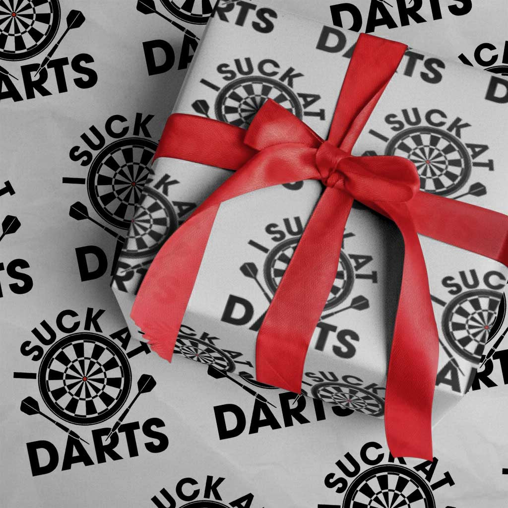 Funny I Suck At Darts Wrapping Paper Roll Darts Lover Gift For Bad Players - Wonder Print Shop