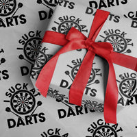 Funny I Suck At Darts Wrapping Paper Roll Darts Lover Gift For Bad Players - Wonder Print Shop