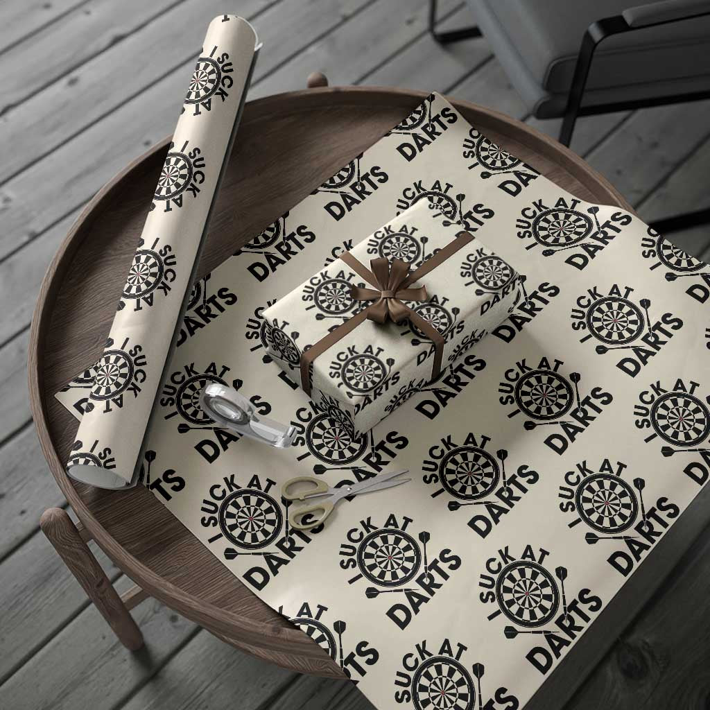 Funny I Suck At Darts Wrapping Paper Roll Darts Lover Gift For Bad Players - Wonder Print Shop