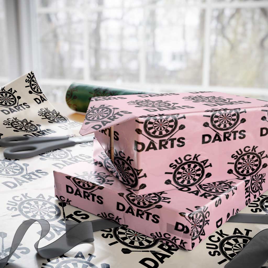 Funny I Suck At Darts Wrapping Paper Roll Darts Lover Gift For Bad Players - Wonder Print Shop
