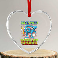 Funny I Survived 67 Days Of School Heart Crystal Glass Ornament Six Seven Meme Pixel Game Gen Alpha - Wonder Print Shop