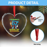 Funny I Survived 67 Days Of School Heart Crystal Glass Ornament Six Seven Meme Pixel Game Gen Alpha - Wonder Print Shop